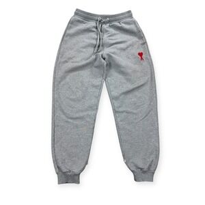AMI Alexandre Mattiussi Sweatpants Men's XS Gray Embroidered A Logo Relaxed Fit